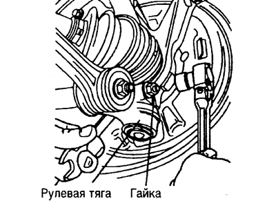 17. Установите шаровой шарнир рулевой тяги на поворотном кулаке, и затяните гайки и болты…