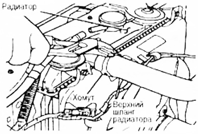 5. Разъедините разъем электровентилятора радиатора.
