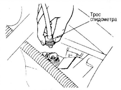 6. Отсоедините трос спидометра.