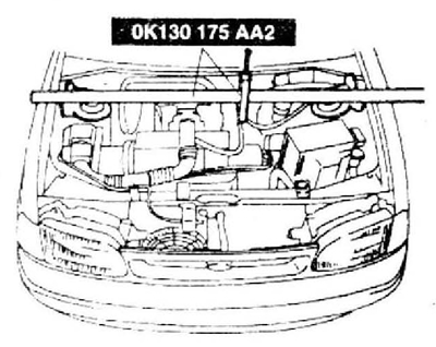 8. Присоедините специальную опору к подвесному кронштейну двигателя.