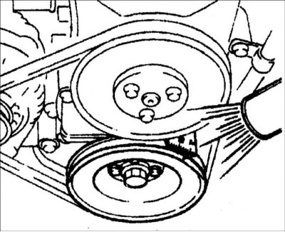 6. Направьте свет стробоскопа на шкив коленчатого вала и убедитесь в том, что метка для установки…