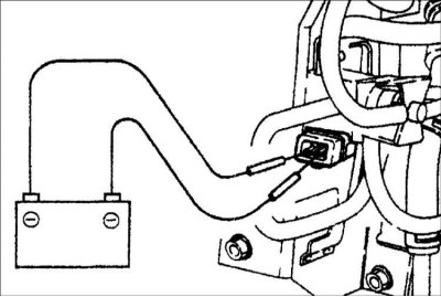4. Дополнительными проводами подайте на клапан напряжение аккумуляторной батареи и заземление, как…