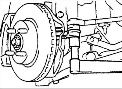 1. Установите цапфы шаровых шарниров левого и правого наконечников рулевых тяг в поворотные кулаки…