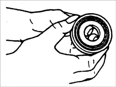 Проверьте подшипник на отсутствие повреждений и плавность вращения.