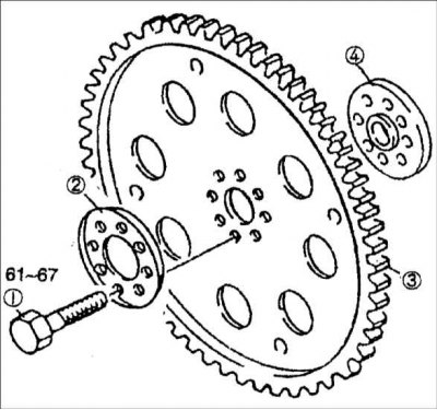 1 – болты крепления приводного диска; 2 – опорный диск; 3 – приводной диск; 4 – переходная пластина.