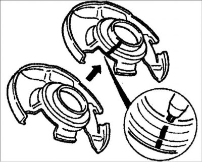 3. Нанесите на новый тормозной щит метку на том же месте, что и на снятом тормозном щите.