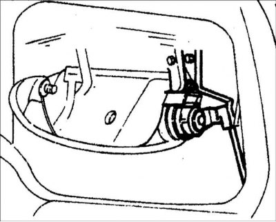 9. Снимите держатель цилиндра замка двери и снимите подгруппу ключа двери.