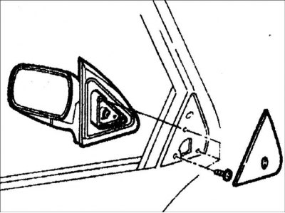 3. Выверните три винта крепления наружного зеркала заднего вида.