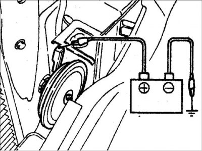 2. Подключите красный провод специального инструмента к выводу желто–зеленого провода, а черный…