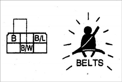 3. Включите зажигание и убедитесь, что контрольная лампа и звуковой сигнал включаются примерно на 6…