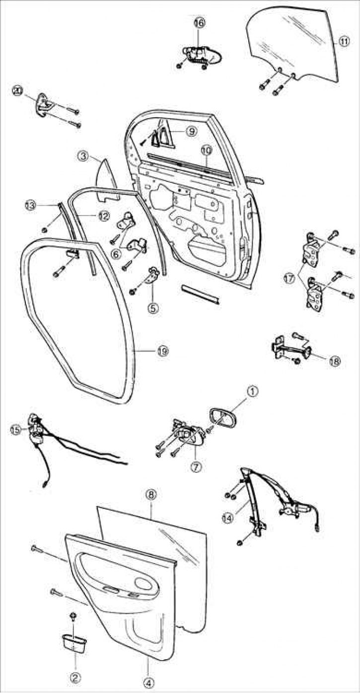 1 – крышка внутренней ручки; 2 – внутренняя ручка открытия двери; 3 – внутренняя отделка; 4 –…