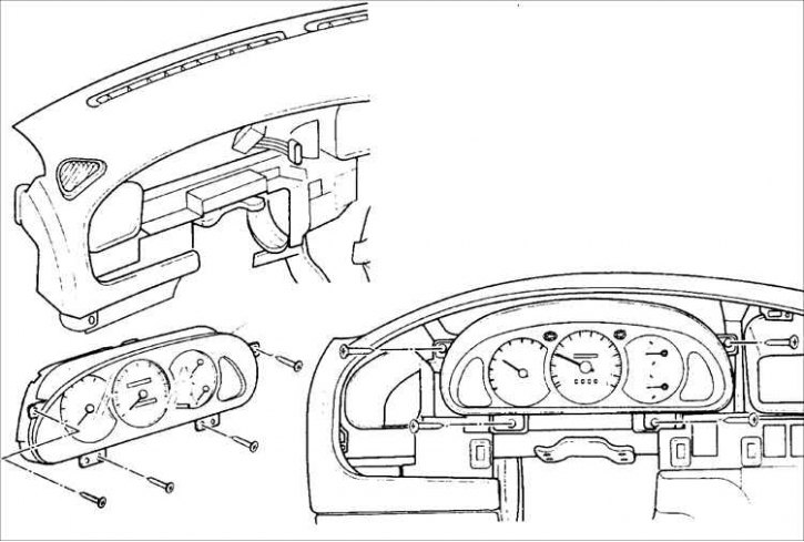 1 – тахометр; 2 – спидометр со счетчиками суточного и общего пробега автомобиля; 3 – указатели…