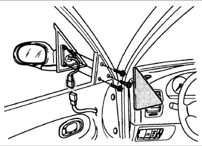 Закрепите разъемы жгута на раме двери