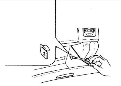 Вверните два винта и одну гайку крепления верхней части правой нижней панели отделки.