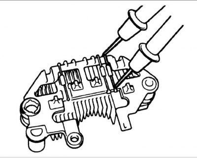 2. Проверьте проводимость между отрицательными полюсами выпрямителя и зажимом вывода катушки…