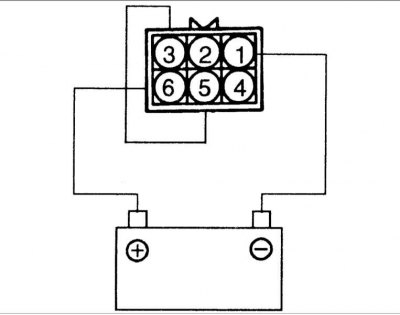 4. Дополнительными проводами подсоедините положительную клемму аккумуляторной батареи к клемме 6…