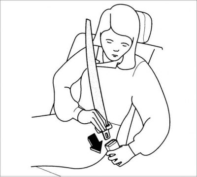 2. Постепенно вытягивайте ремень из механизма натяжения.