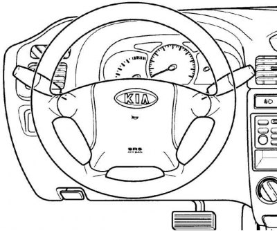В случае, если автомобиль оборудован подушками безопасности, на рулевом колесе и панели приборов…