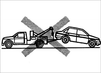 Внимание! Не буксируйте автомобиль с помощью каната. Пользуйтесь подъемом колес или оборудованием…