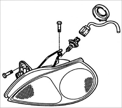 Замена лампы фары (четырёхдверные модели)