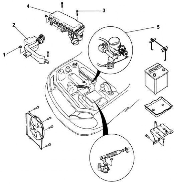1 – гайка, 7,8–11 Нм; 2 – заборник свежего воздуха; 3 – болт, 7,8–11 Нм; 4 – узел воздушного…