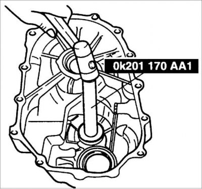 Внимание! Смажьте маслом для коробки передач наружную поверхность масляного уплотнительного кольца.