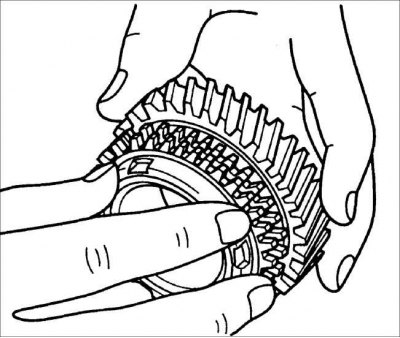 1. Визуально проверьте состояние зубьев кольца синхронизатора на отсутствие повреждений, износа и…