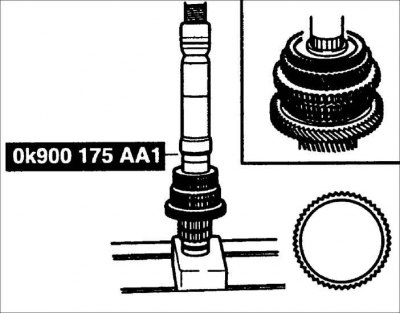 1. Установите кольцо синхронизатора 2-ой передачи и шестерню 2-ой передачи.