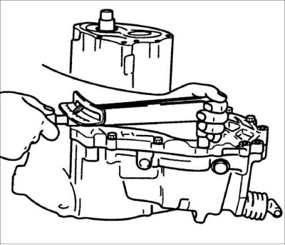 1. Установите дифференциал в картер коробки передач.
