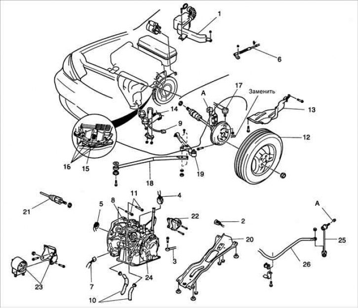 1 – корпус воздушного фильтра; 2 – разъем датчика частоты вращения входного вала/ турбинного…