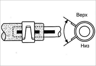 22. Надвиньте входной и выходной шланги на трубки жидкости автоматической коробки передач так,…