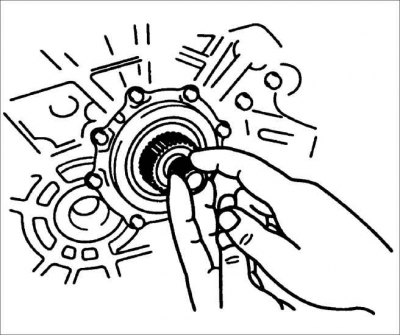 зніміце ўнутраную шасцярню з корпуса выхаду.