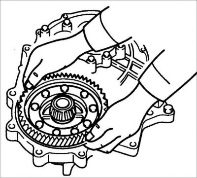 35. Зніміце корпус выхаду з выходнай шасцярні.