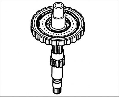усталюеце вал турбіны і блок счаплення 3-4 у картэр скрынкі перадач як зборку.