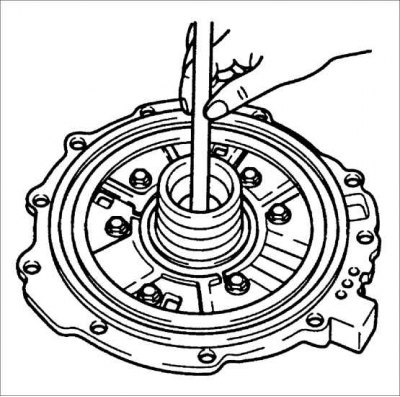 7. Установите вал масляного насоса и вращая роторы насоса проверьте работу насоса.