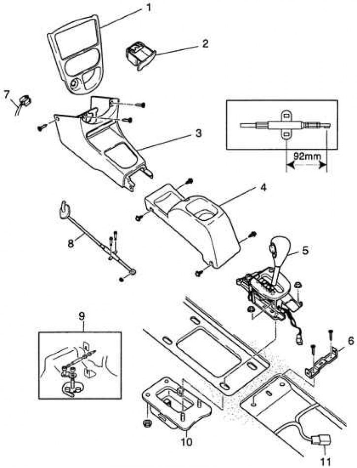 1 – центральная панель; 2 – пепельница; 3 – передняя секция центральной консоли; 4 – центральная…