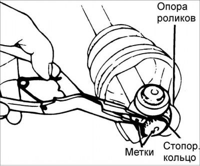 4. Заполните внутреннюю полость корпуса шарнира 100 г смазки.