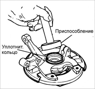5. Смажьте рабочую кромку нового внутреннего масляного уплотнительного кольца.