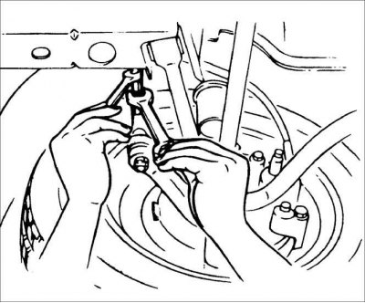 3. Прыслабце левую і правую контргайкі наканечнікаў рулявых цяг, затым, круцячы цягі, усталюеце…