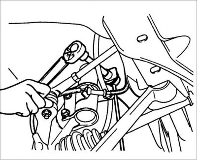 4. Отсоедините тягу стабилизатора от стабилизатора поперечной устойчивости.