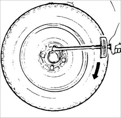 Увага! Пасля замены кола або шыны праверце балансаванне кола.