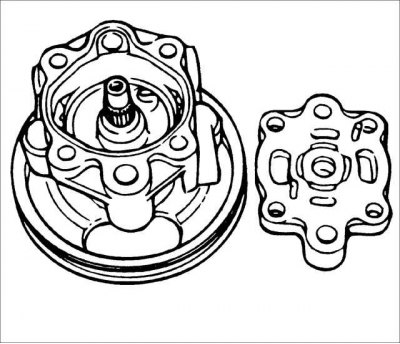 Внимание! При необходимости замените насос усилителя рулевого управления в сборе.