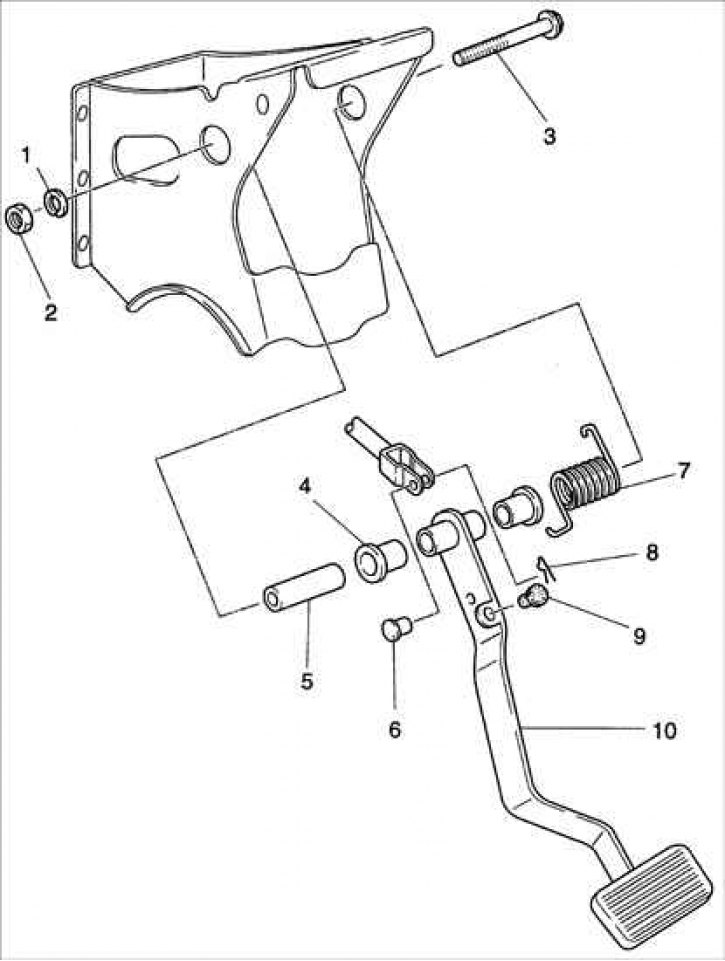 1 – стопорная шайба; 2 – гайка; 3 – болт; 4 – втулка; 5 – распорная втулка; 6 – штифт с головкой и…