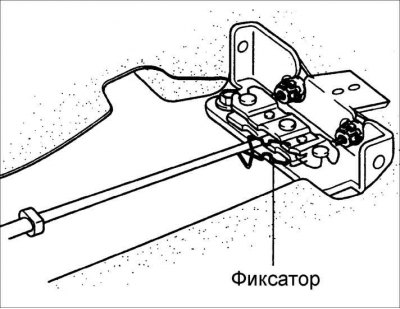 4. Выверните две гайки и болт и снимите рычаг стояночного тормоза.
