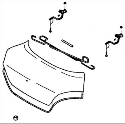 Внимание! Установку крышки багажника проводите с помощником.