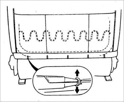 8. Снимите кольца крепления нижней части обивки спинки сиденья.