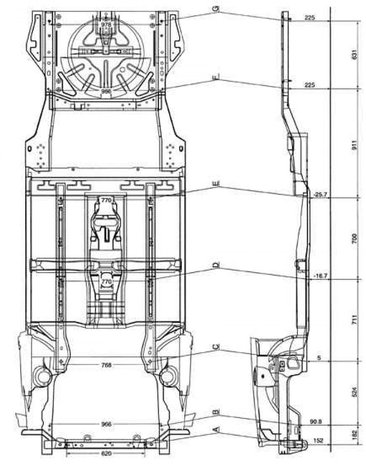 Расстояния, спроектированные на плоскость, для проверки расстояний между отдельными точками кузова…