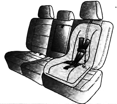 Замацуйце дзіцячае сядзенне рамянём за спецыяльнае мацаванне, як паказана на малюнку.