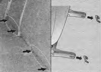 б) Мацаванне ISOFIX размешчаны парамі пад спінкамі бакавых месцаў задняга сядзення. Для выгоды…