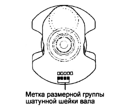 Метка размерной группы шатунной шейки.